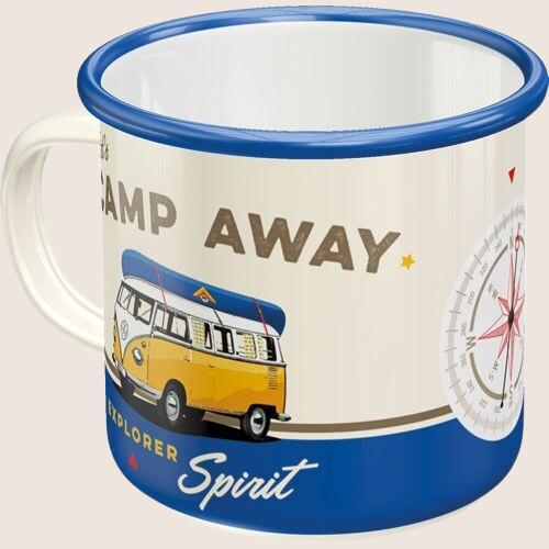 Volkswagen Let's Camp Away tin - Retro Volkswagen camping themed storage tin, perfect for VW lovers.