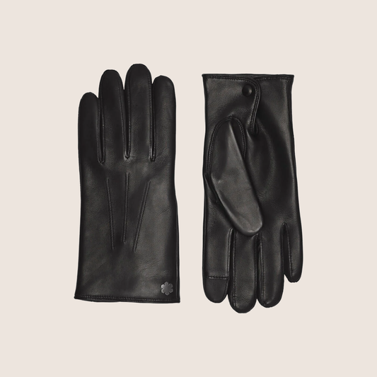 WINSTON - Black - Quality leather driving gloves in black, with classic design and optimal fit.