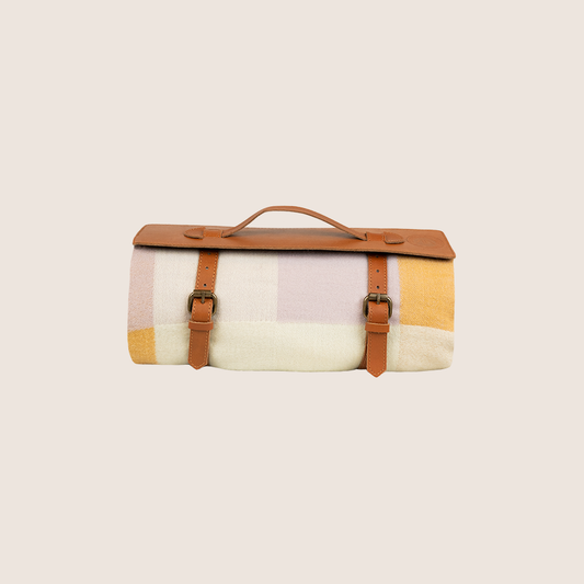 Car plaid Mustard Yellow/Pink - Silkeborg wool spinning mill