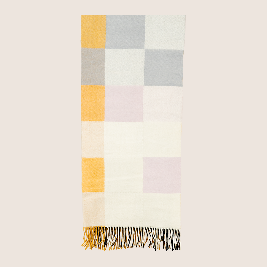Car plaid Mustard Yellow/Pink - Silkeborg wool spinning mill